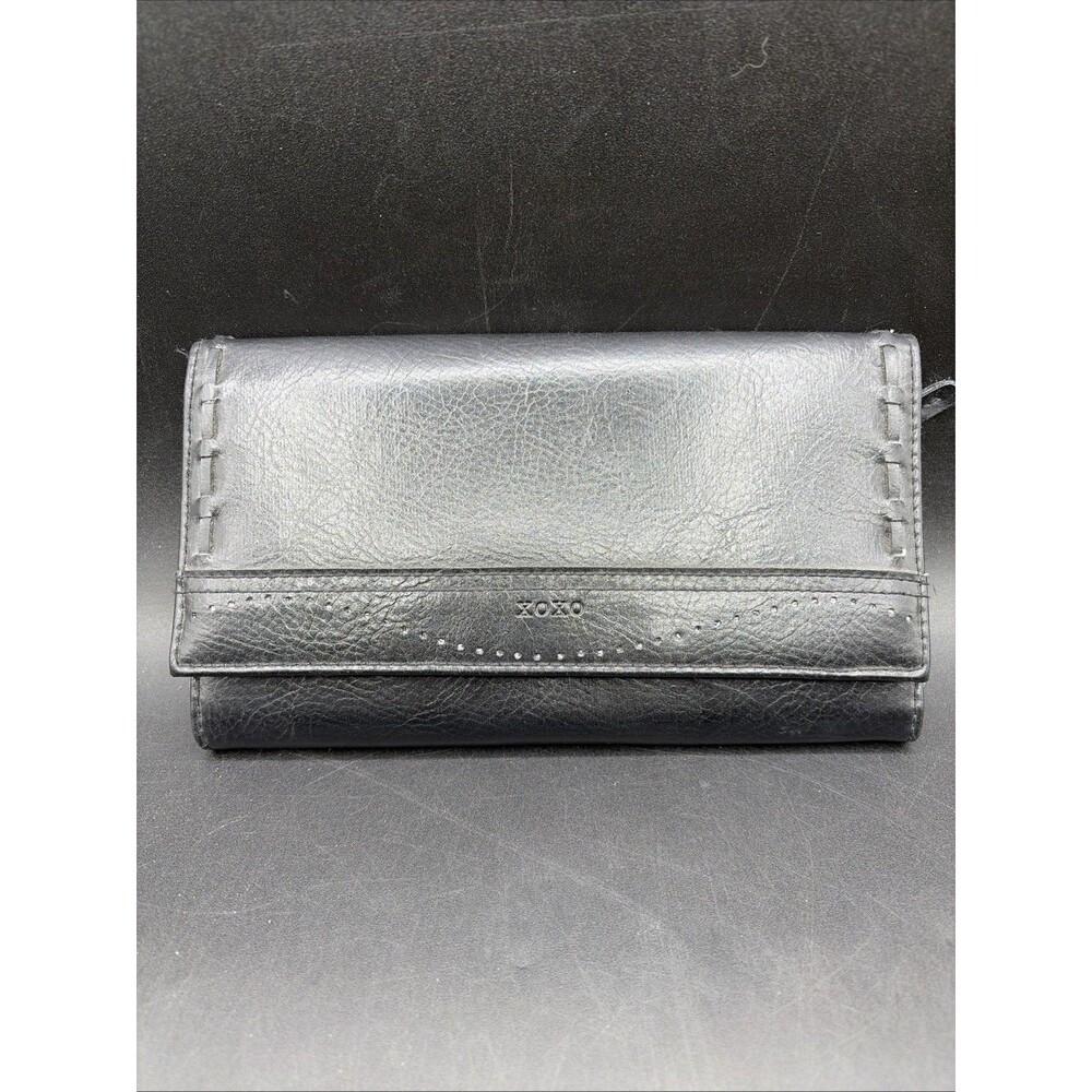 Black Tri fold wallet - XOXO Pebbled Vinyl Fashion Wallet οΏΌ